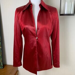 Vintage Bebe Size 6 Satiny Blazer Coat Jacket Red Gold Button Accent Formal